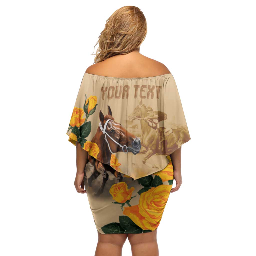 Personalised Melbourne Horse Racing Family Matching Off Shoulder Short Dress and Hawaiian Shirt Australia Wonder Horse