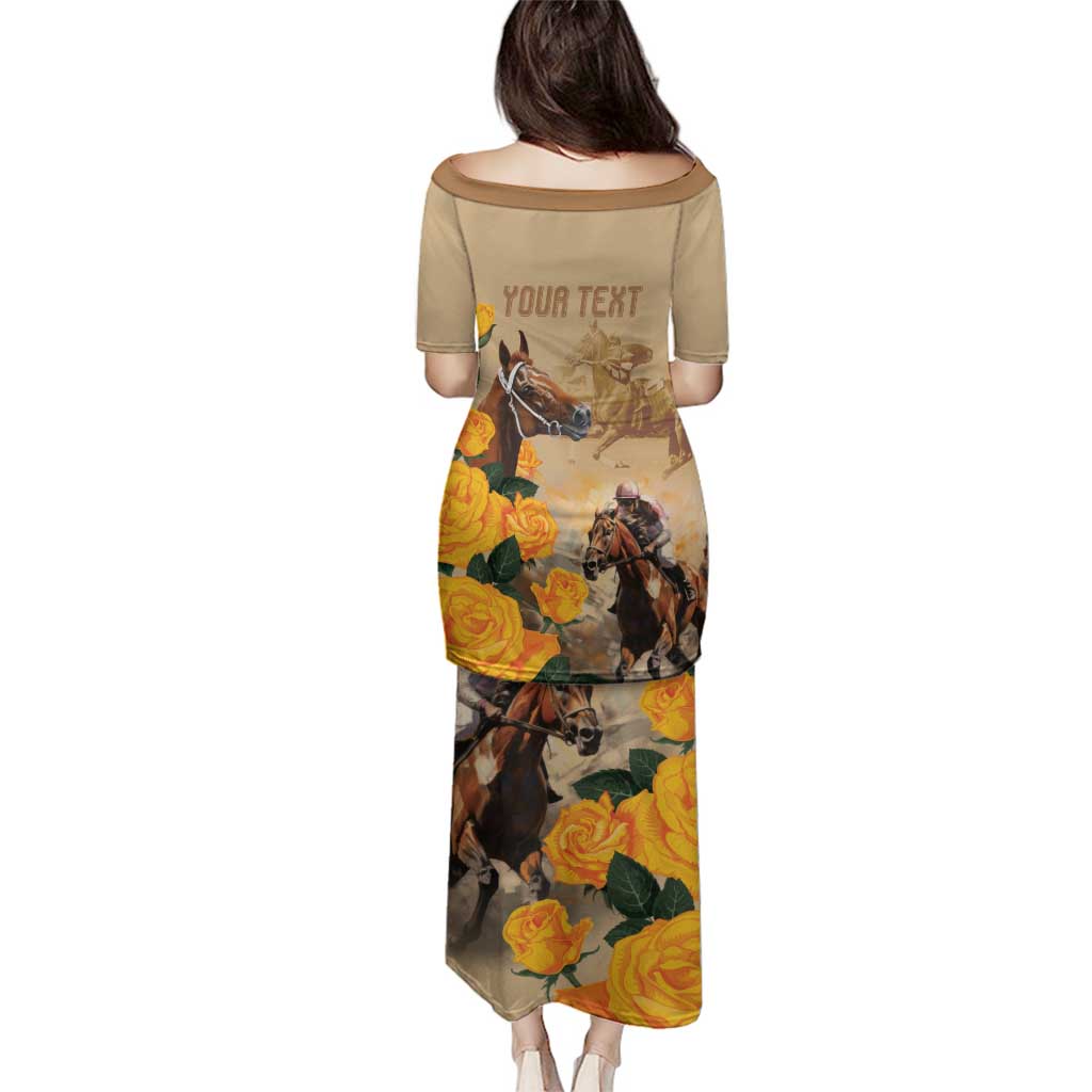 Personalised Melbourne Horse Racing Family Matching Puletasi and Hawaiian Shirt Australia Wonder Horse