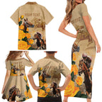 Personalised Melbourne Horse Racing Family Matching Short Sleeve Bodycon Dress and Hawaiian Shirt Australia Wonder Horse