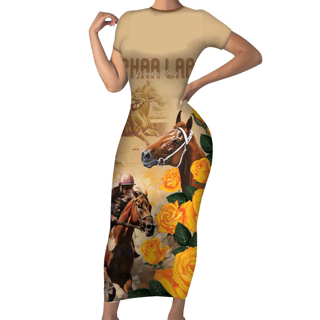 Personalised Melbourne Horse Racing Family Matching Short Sleeve Bodycon Dress and Hawaiian Shirt Australia Wonder Horse