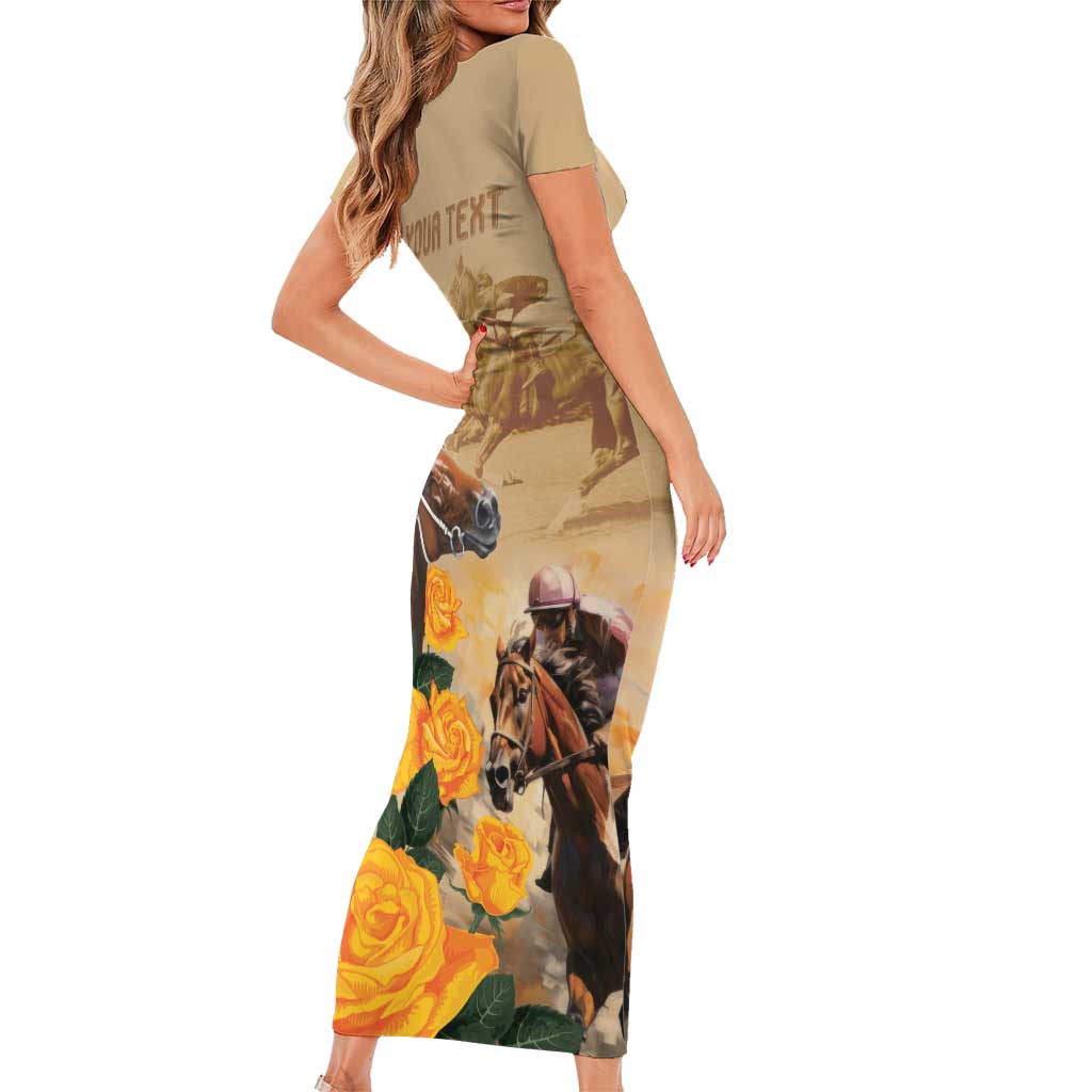 Personalised Melbourne Horse Racing Family Matching Short Sleeve Bodycon Dress and Hawaiian Shirt Australia Wonder Horse