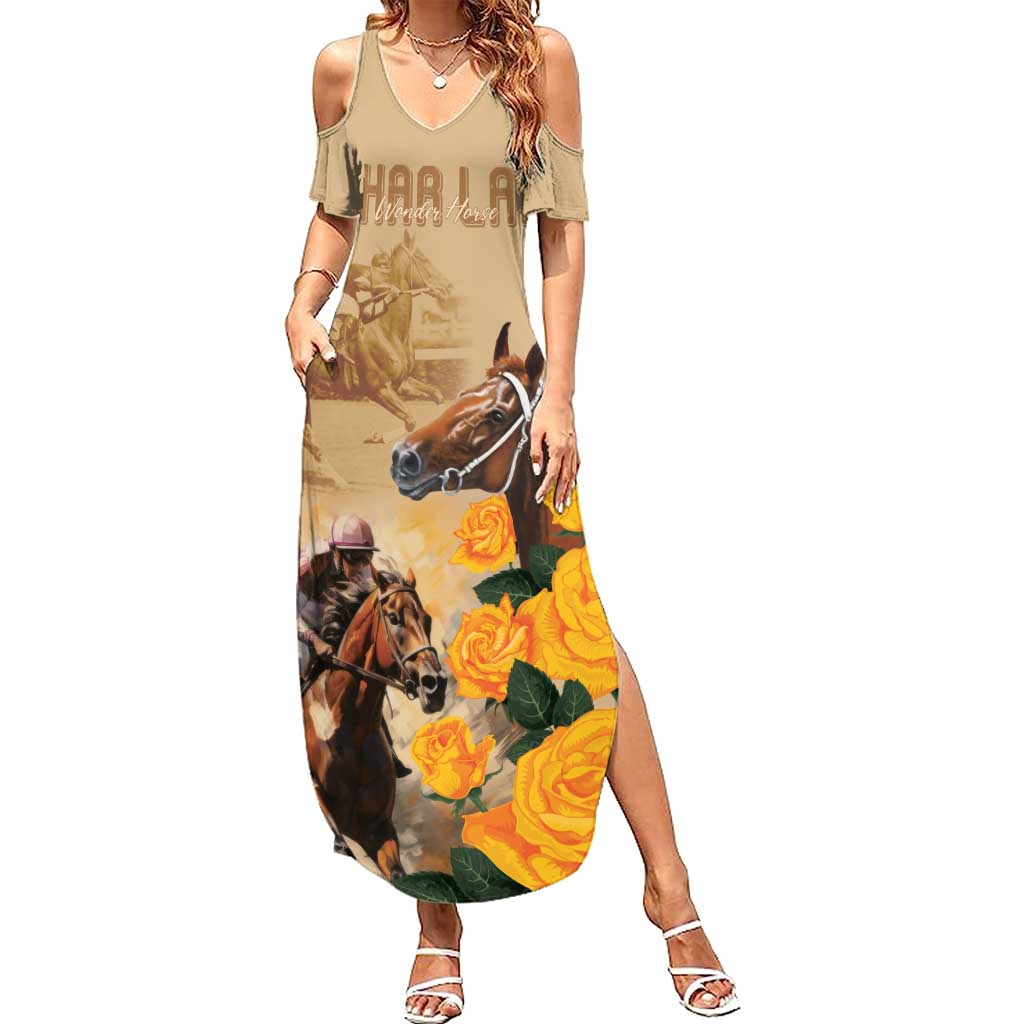 Personalised Melbourne Horse Racing Family Matching Summer Maxi Dress and Hawaiian Shirt Australia Wonder Horse