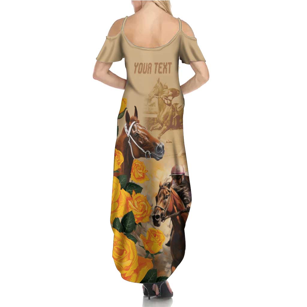 Personalised Melbourne Horse Racing Family Matching Summer Maxi Dress and Hawaiian Shirt Australia Wonder Horse