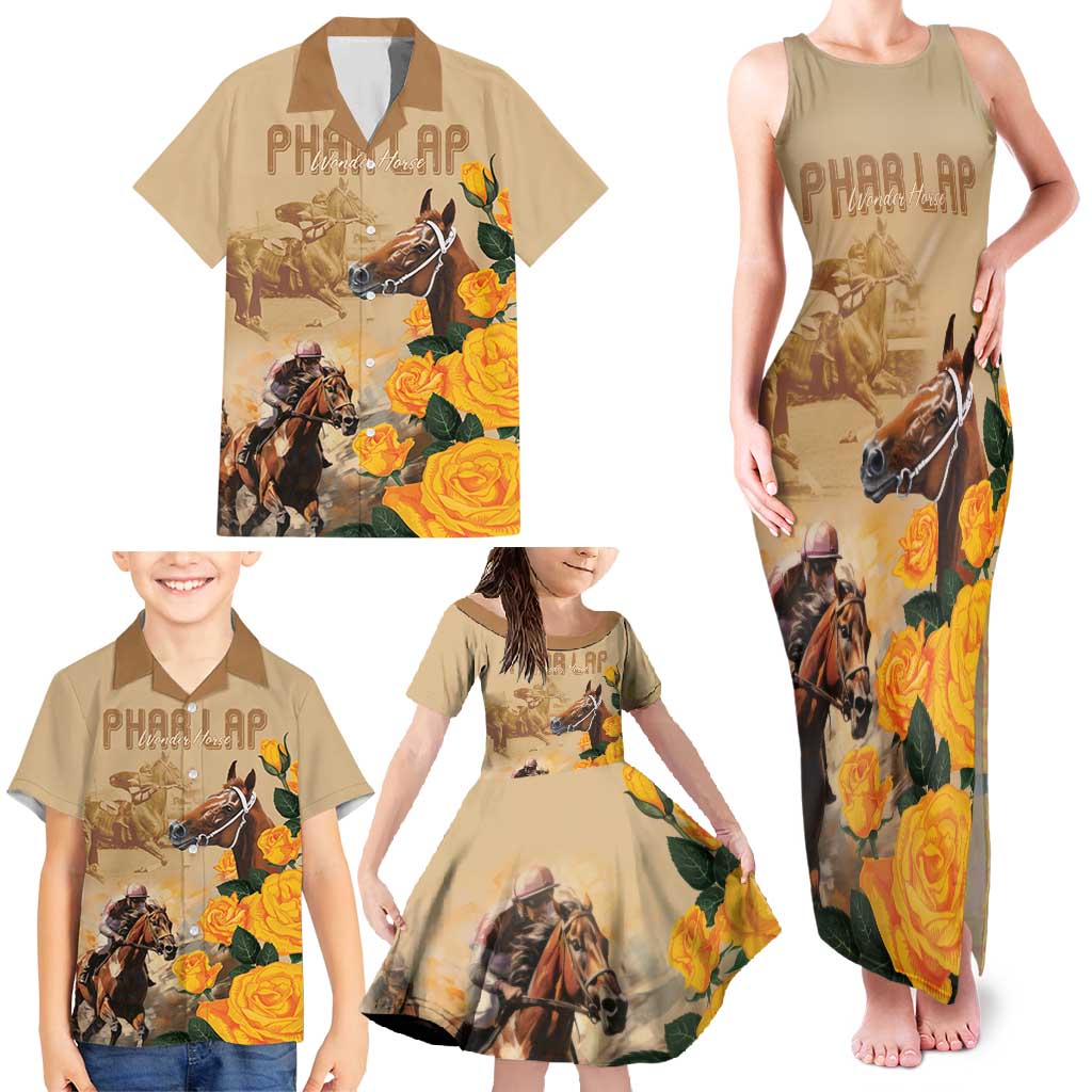 Personalised Melbourne Horse Racing Family Matching Tank Maxi Dress and Hawaiian Shirt Australia Wonder Horse