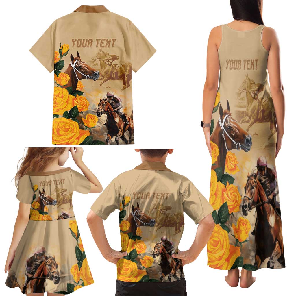Personalised Melbourne Horse Racing Family Matching Tank Maxi Dress and Hawaiian Shirt Australia Wonder Horse
