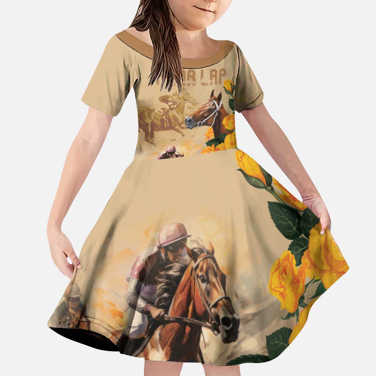 Personalised Melbourne Horse Racing Kid Short Sleeve Dress Australia Wonder Horse