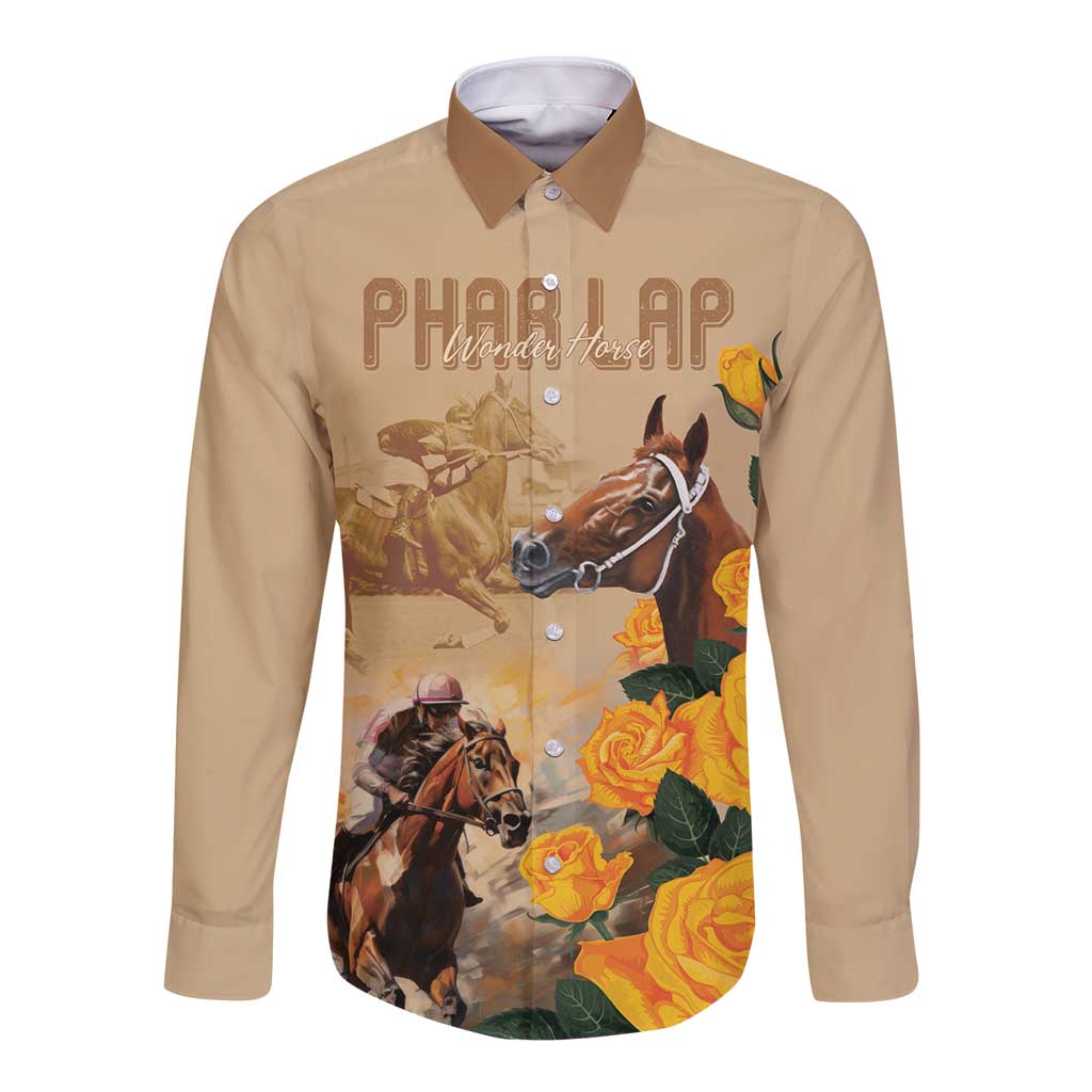 Personalised Melbourne Horse Racing Long Sleeve Button Shirt Australia Wonder Horse