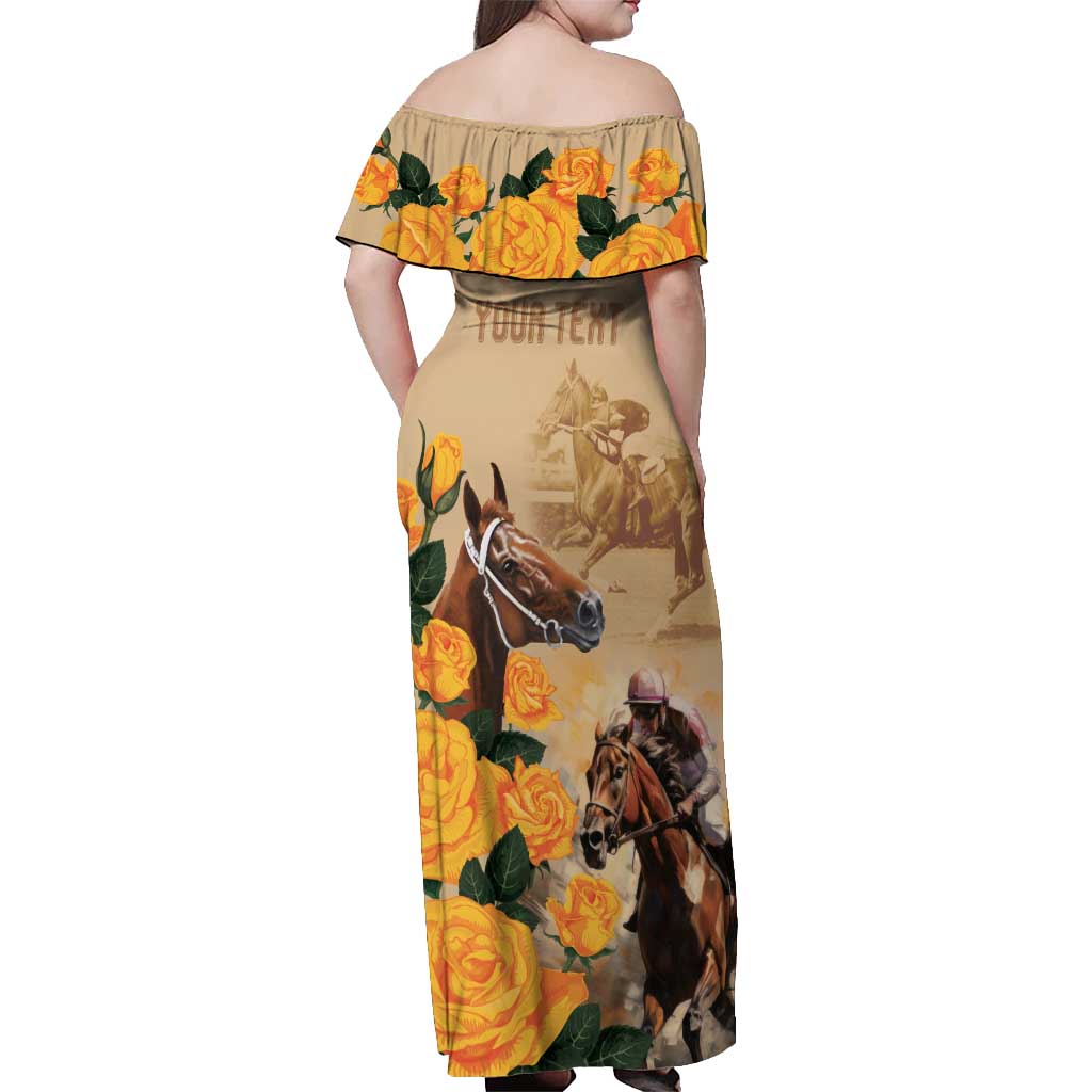 Personalised Melbourne Horse Racing Off Shoulder Maxi Dress Australia Wonder Horse