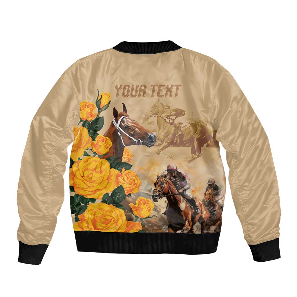 Personalised Melbourne Horse Racing Sleeve Zip Bomber Jacket Australia Wonder Horse