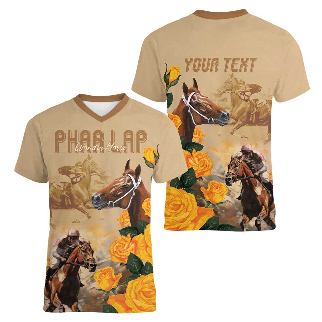 Personalised Melbourne Horse Racing Women V-Neck T-Shirt Australia Wonder Horse