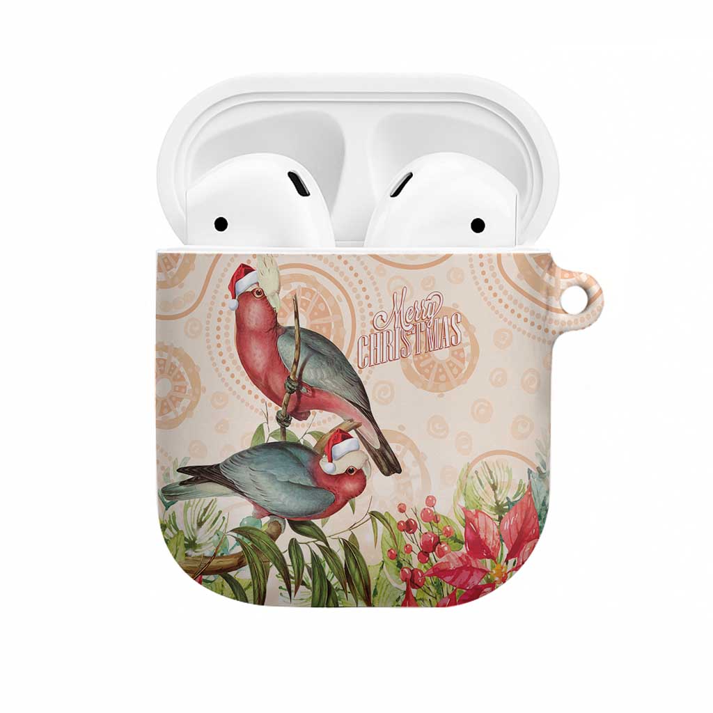 Merry Christmas Aussie Aboriginal AirPods Case Rosebreasted Cockatoo Pastel - Aussie Hoodie