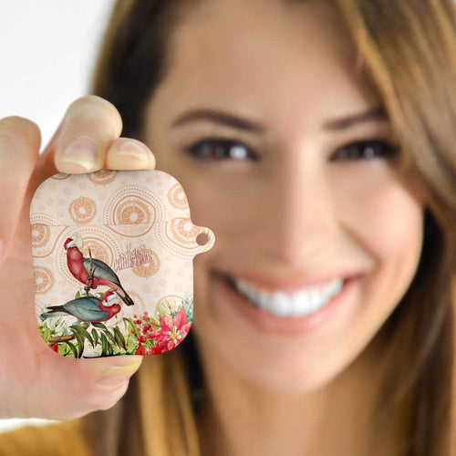 Merry Christmas Aussie Aboriginal AirPods Case Rosebreasted Cockatoo Pastel - Aussie Hoodie