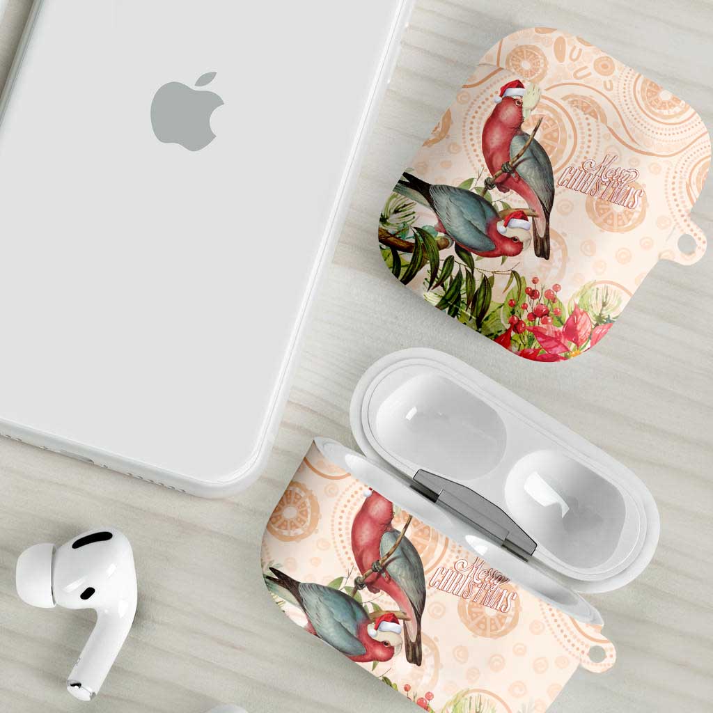Merry Christmas Aussie Aboriginal AirPods Case Rosebreasted Cockatoo Pastel - Aussie Hoodie