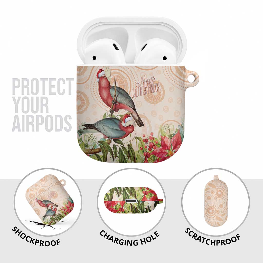 Merry Christmas Aussie Aboriginal AirPods Case Rosebreasted Cockatoo Pastel - Aussie Hoodie