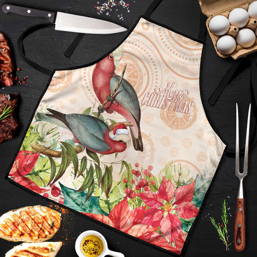 Merry Christmas Aussie Aboriginal Apron Rosebreasted Cockatoo Pastel - Aussie Hoodie