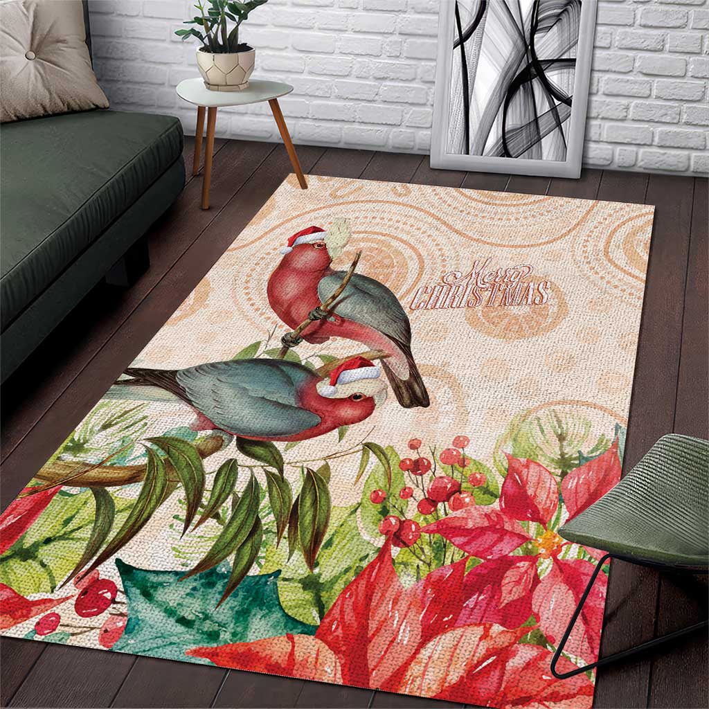 Merry Christmas Aussie Aboriginal Area Rug Rosebreasted Cockatoo Pastel - Aussie Hoodie