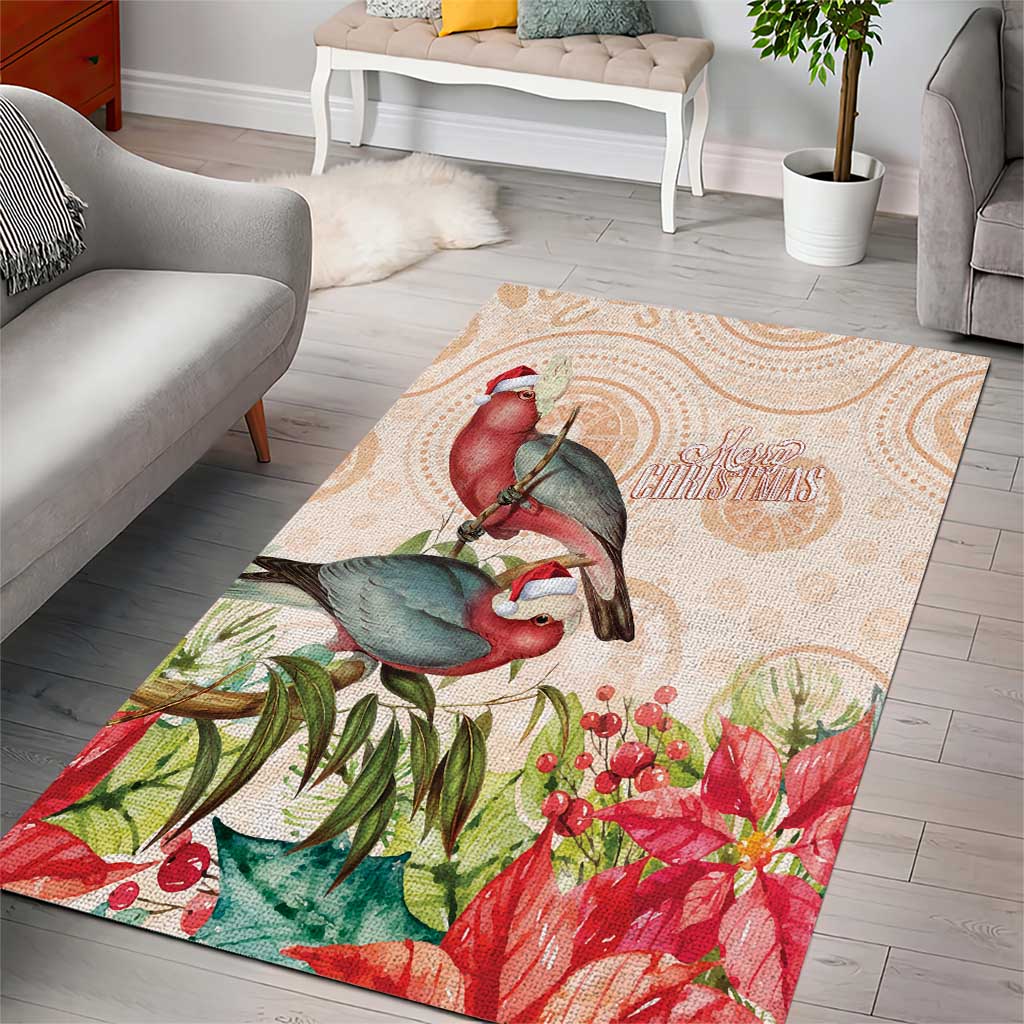 Merry Christmas Aussie Aboriginal Area Rug Rosebreasted Cockatoo Pastel - Aussie Hoodie