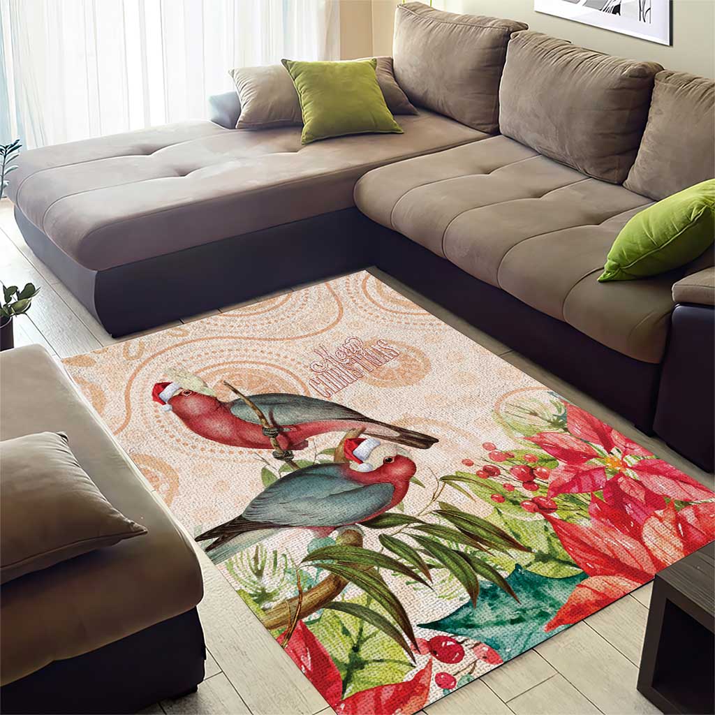 Merry Christmas Aussie Aboriginal Area Rug Rosebreasted Cockatoo Pastel - Aussie Hoodie