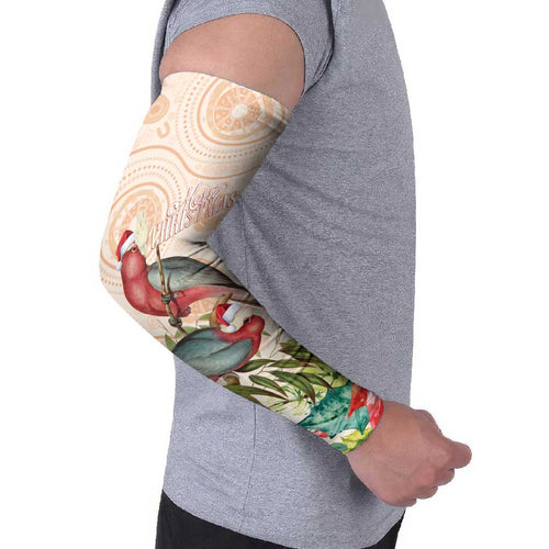 Merry Christmas Aussie Aboriginal Arm Sleeves Rosebreasted Cockatoo Pastel - Aussie Hoodie
