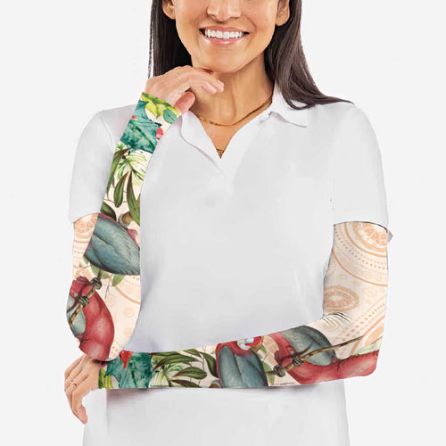 Merry Christmas Aussie Aboriginal Arm Sleeves Rosebreasted Cockatoo Pastel - Aussie Hoodie