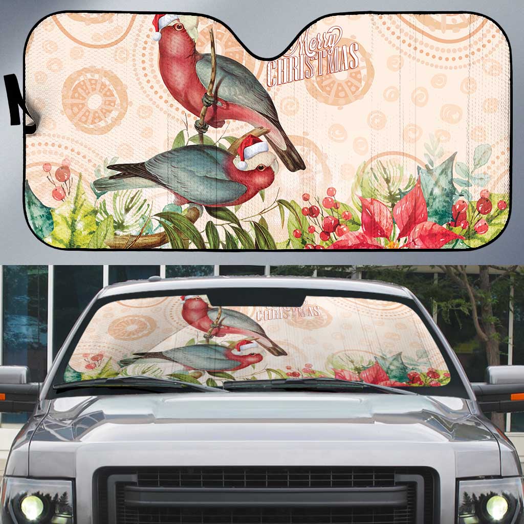 Merry Christmas Aussie Aboriginal Auto Sun Shade Rosebreasted Cockatoo Pastel - Aussie Hoodie