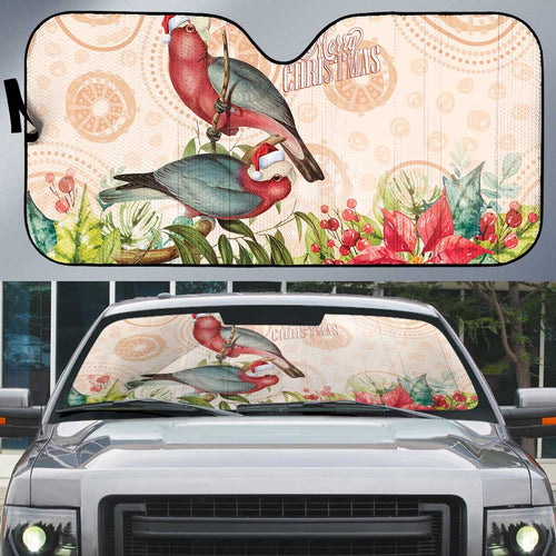Merry Christmas Aussie Aboriginal Auto Sun Shade Rosebreasted Cockatoo Pastel - Aussie Hoodie