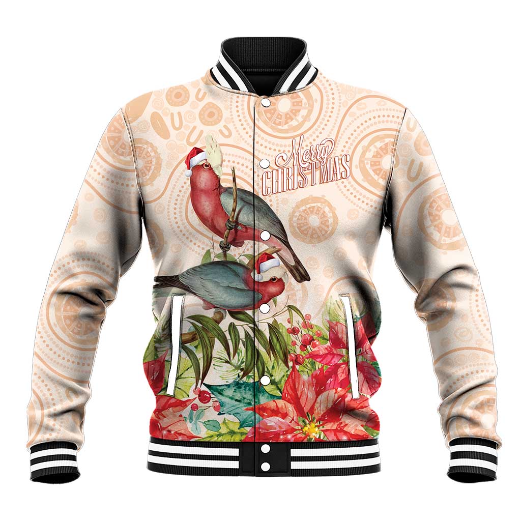Merry Christmas Aussie Aboriginal Baseball Jacket Rosebreasted Cockatoo Pastel - Aussie Hoodie