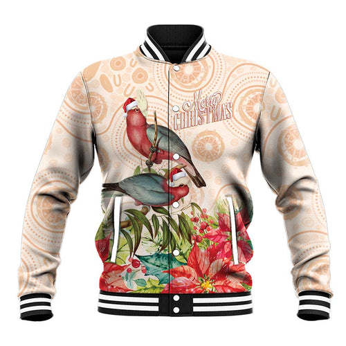 Merry Christmas Aussie Aboriginal Baseball Jacket Rosebreasted Cockatoo Pastel - Aussie Hoodie