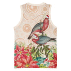Merry Christmas Aussie Aboriginal Basketball Jersey Rosebreasted Cockatoo Pastel - Aussie Hoodie