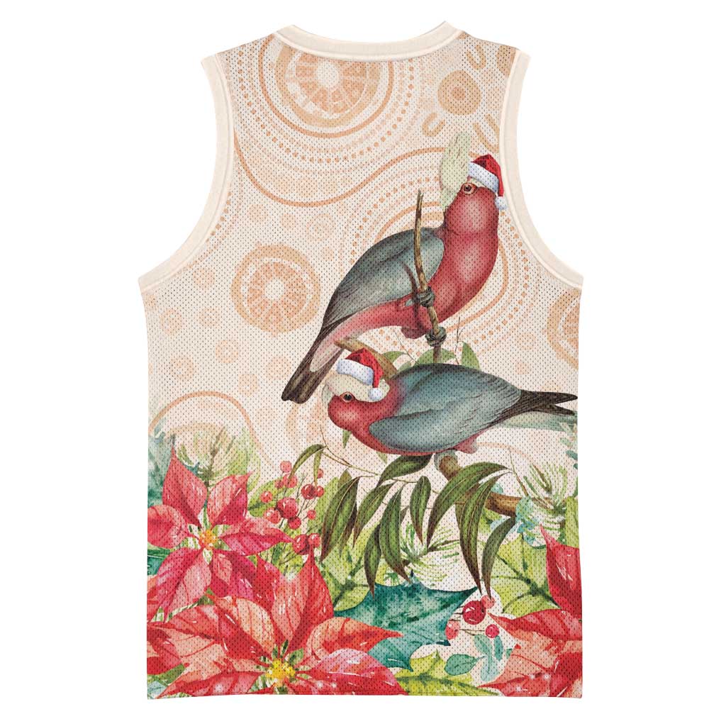 Merry Christmas Aussie Aboriginal Basketball Jersey Rosebreasted Cockatoo Pastel - Aussie Hoodie