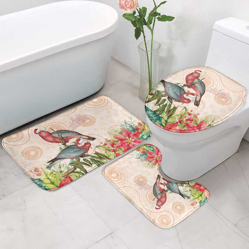 Merry Christmas Aussie Aboriginal Bathroom Set Rosebreasted Cockatoo Pastel - Aussie Hoodie
