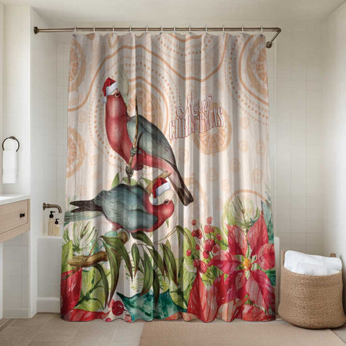 Merry Christmas Aussie Aboriginal Bathroom Set Rosebreasted Cockatoo Pastel - Aussie Hoodie