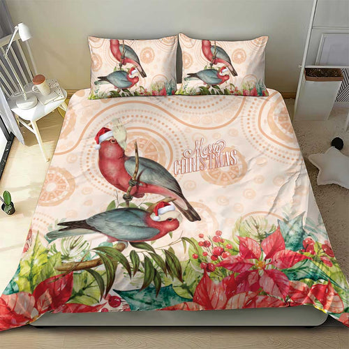 Merry Christmas Aussie Aboriginal Bedding Set Rosebreasted Cockatoo Pastel - Aussie Hoodie