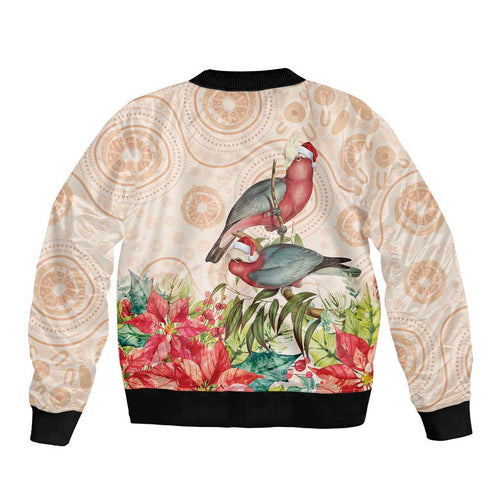Merry Christmas Aussie Aboriginal Bomber Jacket Rosebreasted Cockatoo Pastel - Aussie Hoodie