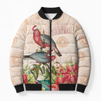 Merry Christmas Aussie Aboriginal Bomber Puffer Jacket Rosebreasted Cockatoo Pastel - Aussie Hoodie