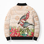 Merry Christmas Aussie Aboriginal Bomber Puffer Jacket Rosebreasted Cockatoo Pastel - Aussie Hoodie