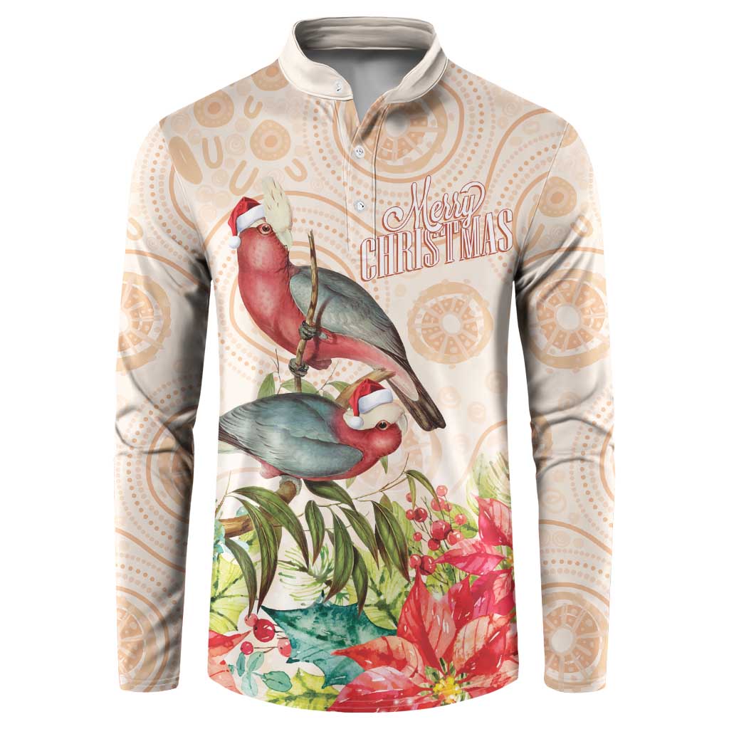 Merry Christmas Aussie Aboriginal Button Sweatshirt Rosebreasted Cockatoo Pastel - Aussie Hoodie