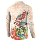 Merry Christmas Aussie Aboriginal Button Sweatshirt Rosebreasted Cockatoo Pastel - Aussie Hoodie
