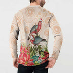 Merry Christmas Aussie Aboriginal Button Sweatshirt Rosebreasted Cockatoo Pastel - Aussie Hoodie