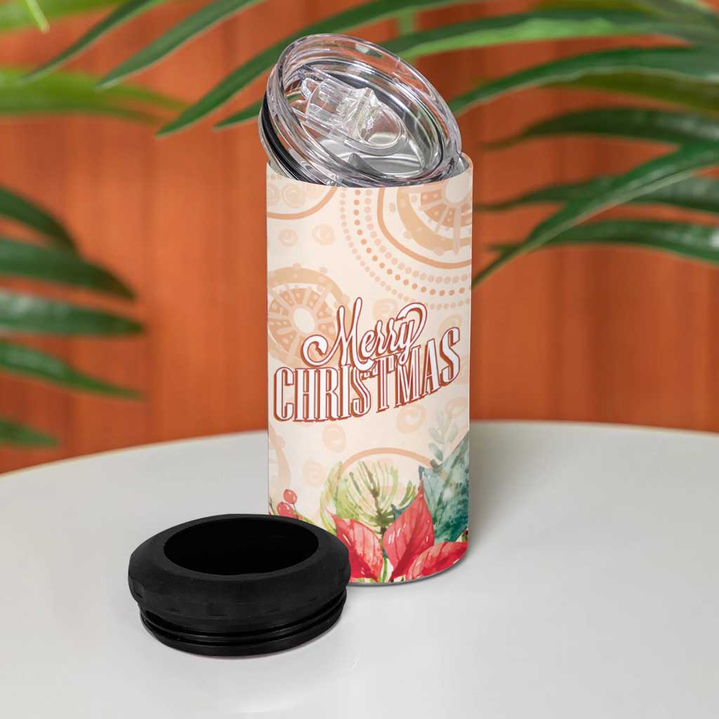 Merry Christmas Aussie Aboriginal 4 in 1 Can Cooler Tumbler Rosebreasted Cockatoo Pastel - Aussie Hoodie
