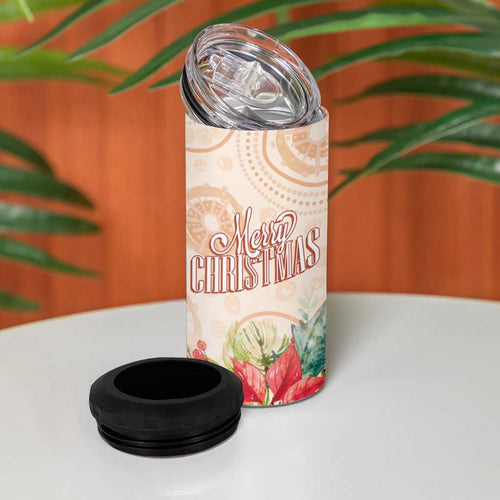 Merry Christmas Aussie Aboriginal 4 in 1 Can Cooler Tumbler Rosebreasted Cockatoo Pastel - Aussie Hoodie