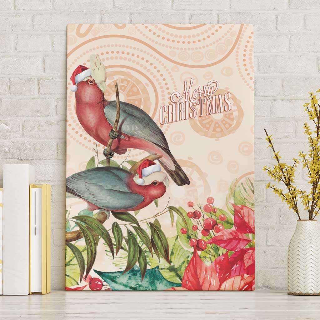 Merry Christmas Aussie Aboriginal Canvas Wall Art Rosebreasted Cockatoo Pastel - Aussie Hoodie