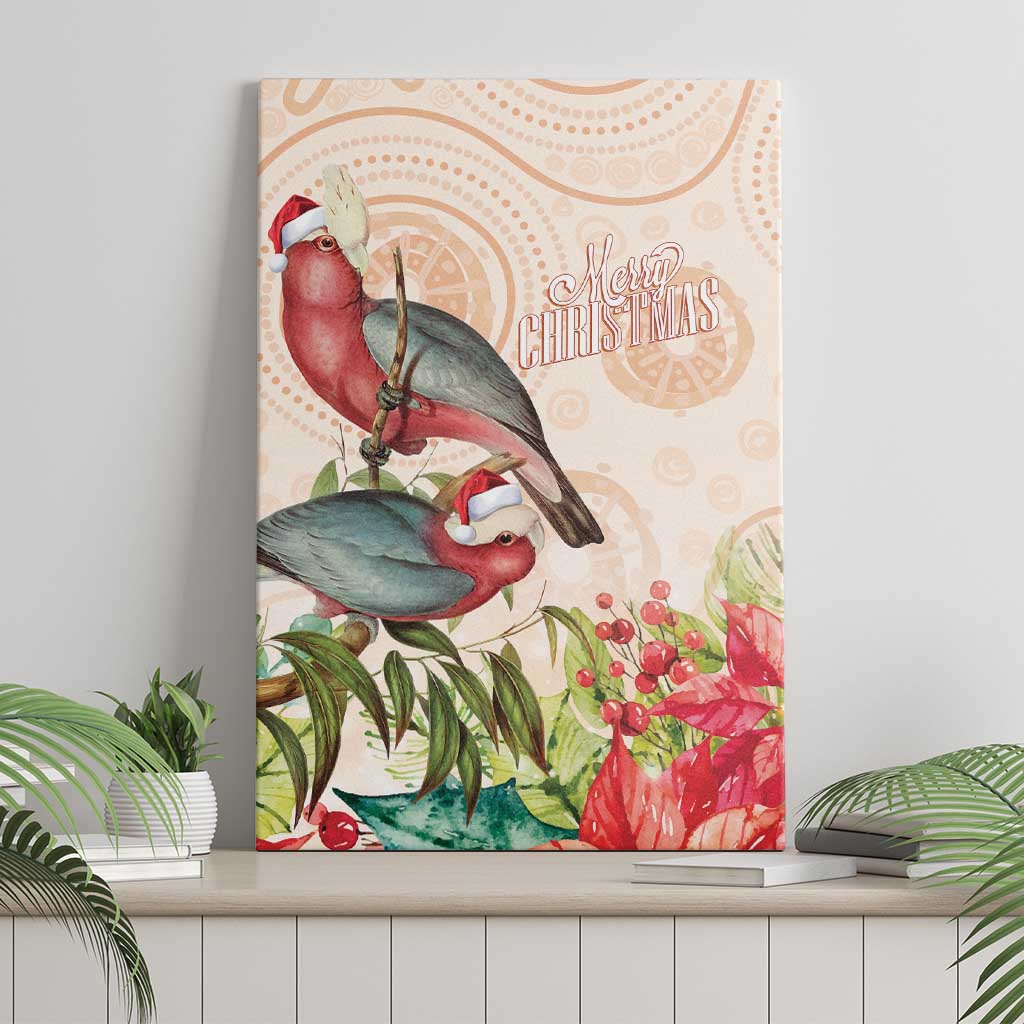 Merry Christmas Aussie Aboriginal Canvas Wall Art Rosebreasted Cockatoo Pastel - Aussie Hoodie