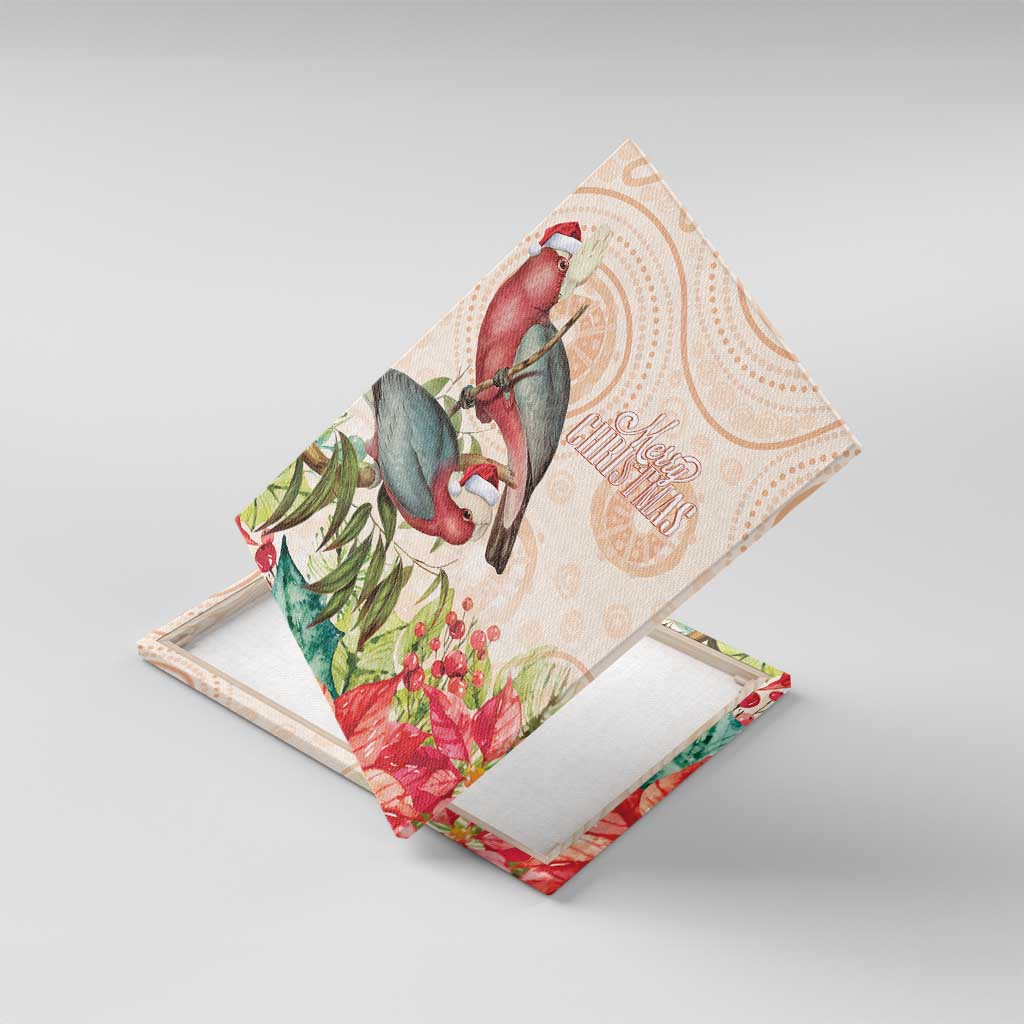 Merry Christmas Aussie Aboriginal Canvas Wall Art Rosebreasted Cockatoo Pastel - Aussie Hoodie