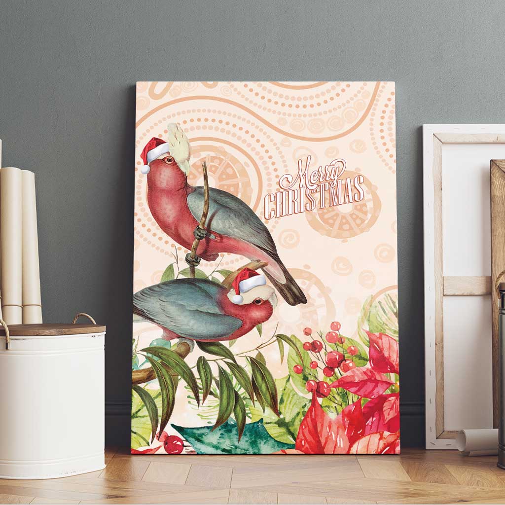 Merry Christmas Aussie Aboriginal Canvas Wall Art Rosebreasted Cockatoo Pastel - Aussie Hoodie