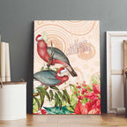 Merry Christmas Aussie Aboriginal Canvas Wall Art Rosebreasted Cockatoo Pastel - Aussie Hoodie