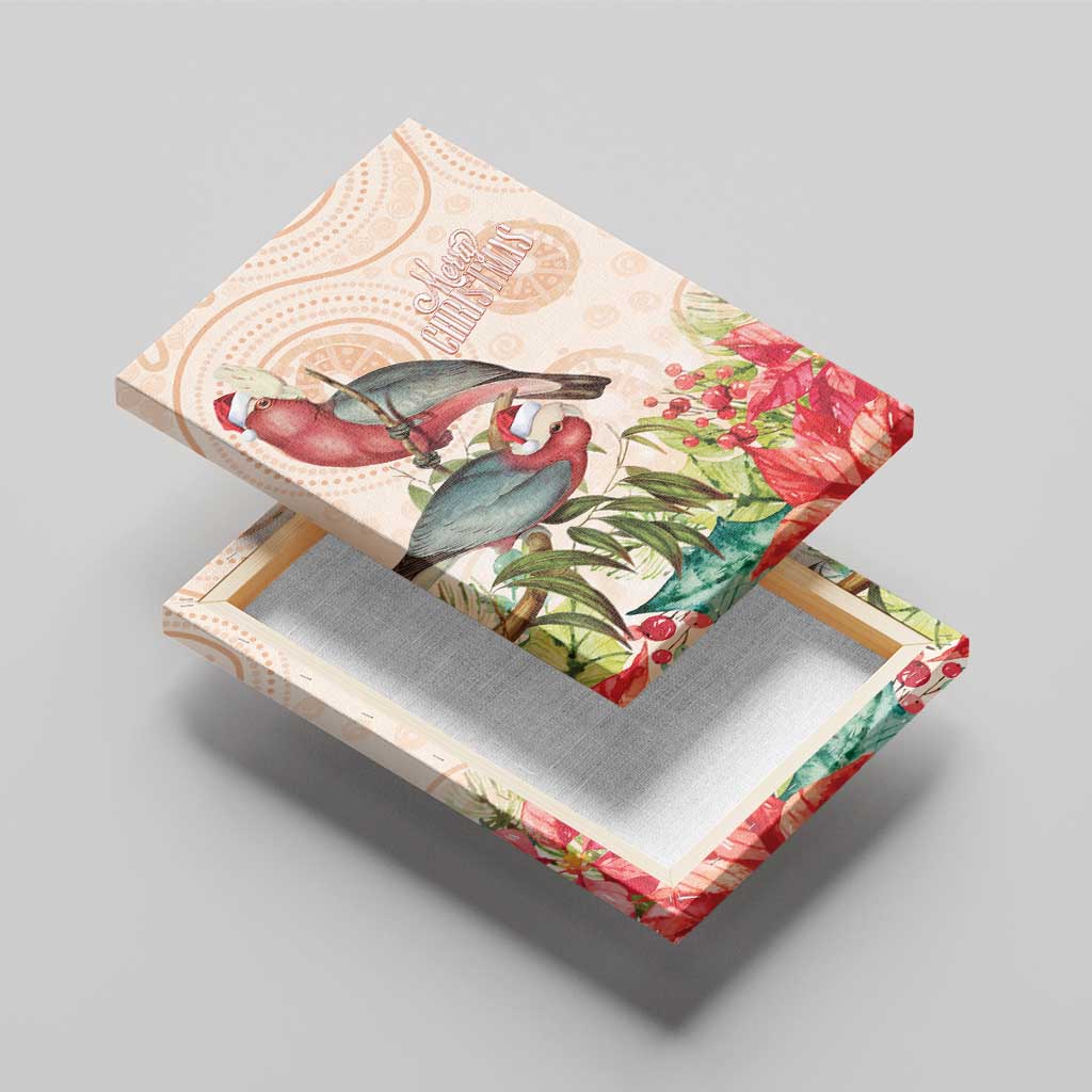 Merry Christmas Aussie Aboriginal Canvas Wall Art Rosebreasted Cockatoo Pastel - Aussie Hoodie