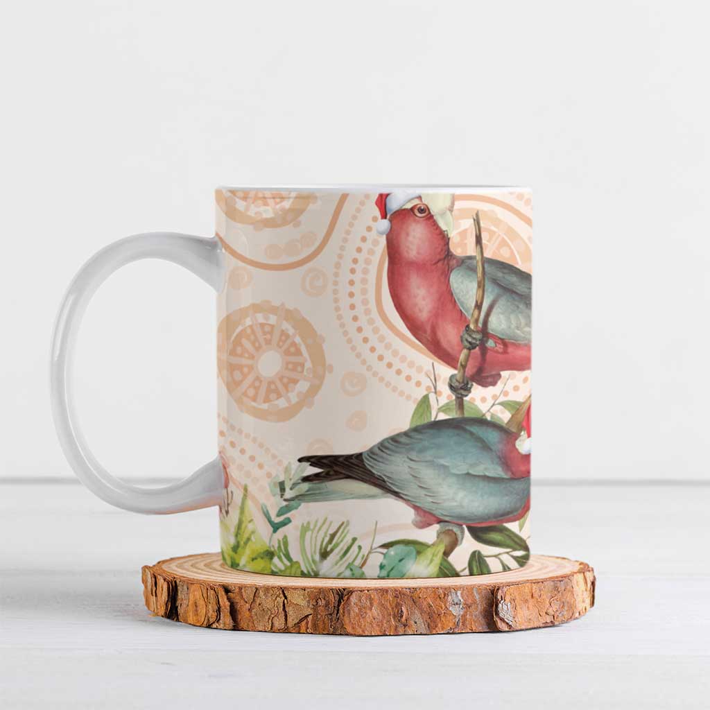 Merry Christmas Aussie Aboriginal Ceramic Mug Rosebreasted Cockatoo Pastel - Aussie Hoodie