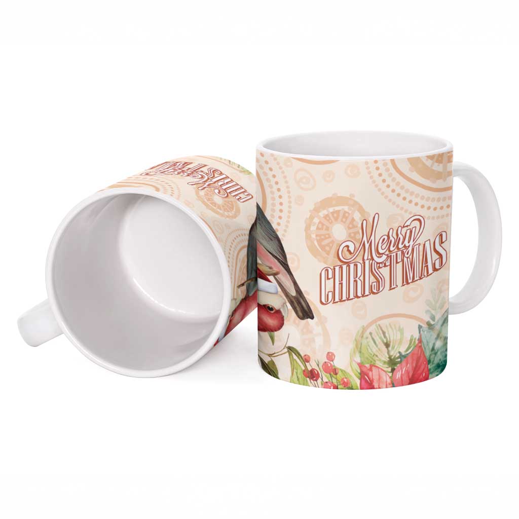 Merry Christmas Aussie Aboriginal Ceramic Mug Rosebreasted Cockatoo Pastel - Aussie Hoodie
