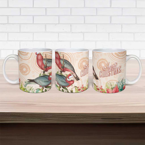 Merry Christmas Aussie Aboriginal Ceramic Mug Rosebreasted Cockatoo Pastel - Aussie Hoodie